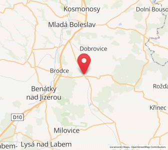 Map of Luštěnice, Central Bohemia