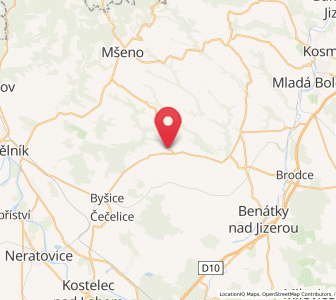 Map of Mělnické Vtelno, Central Bohemia