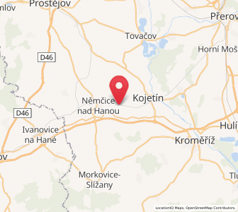 Map of Měrovice nad Hanou, Olomoucký
