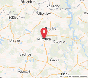 Map of Mirotice, Jihočeský kraj