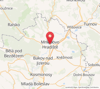 Map of Mnichovo Hradiště, Central Bohemia