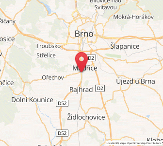 Map of Modřice, South Moravian