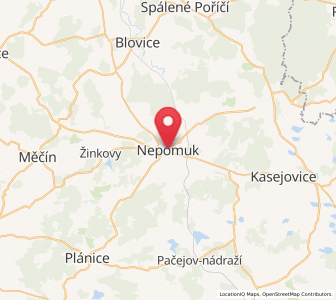 Map of Nepomuk, Plzeň Region
