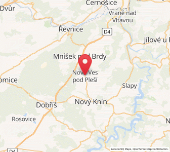 Map of Nová Ves pod Pleší, Central Bohemia
