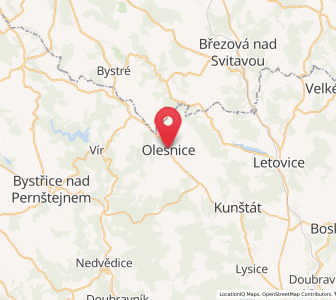 Map of Olešnice, South Moravian