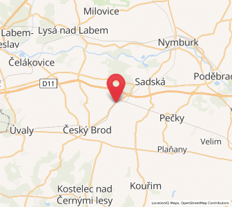 Map of Poříčany, Central Bohemia