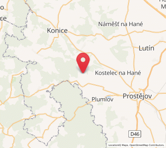 Map of Ptení, Olomoucký