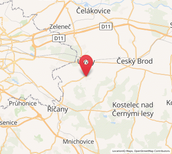 Map of Škvorec, Central Bohemia