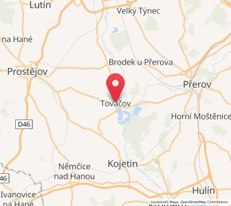 Map of Tovačov, Olomoucký