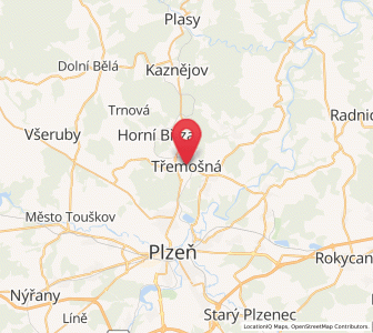Map of Třemošná, Plzeň Region