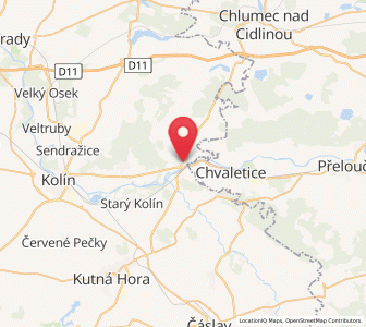 Map of Týnec nad Labem, Central Bohemia
