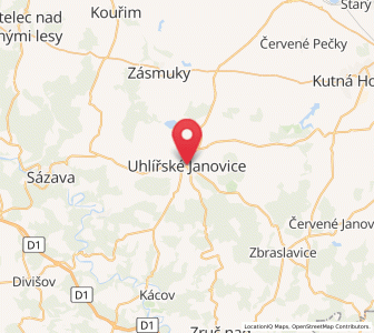 Map of Uhlířské Janovice, Central Bohemia