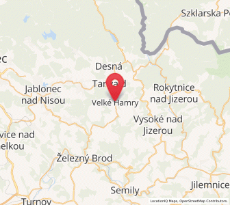 Map of Velké Hamry, Liberecký kraj