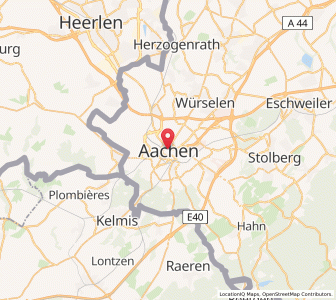 Map of Aix-la-Chapelle, North Rhine-Westphalia