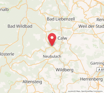Map of Bad Teinach-Zavelstein, Baden-Wurttemberg