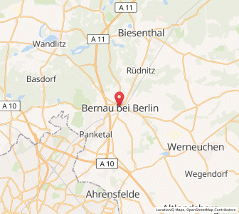 Map of Bernau bei Berlin, Brandenburg