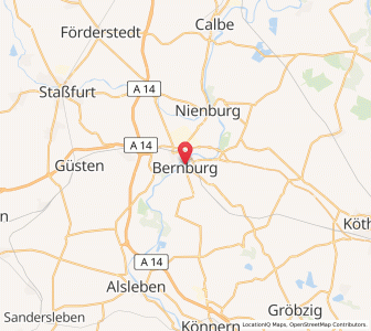 Map of Bernbourg, Saxony-Anhalt
