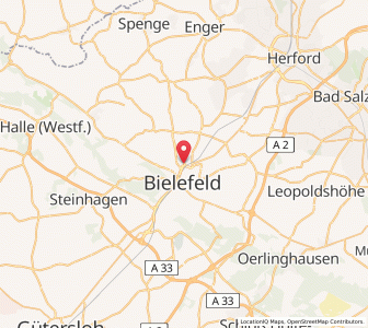 Map of Bielefeld, North Rhine-Westphalia