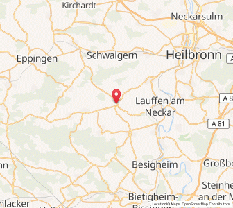 Map of Brackenheim, Baden-Wurttemberg