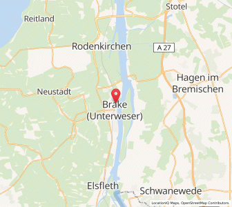 Map of Brake (Unterweser), Lower Saxony
