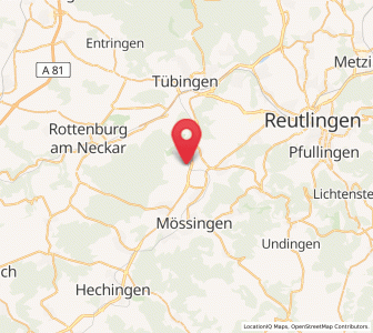 Map of Dußlingen, Baden-Wurttemberg