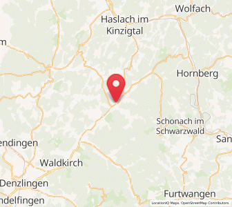 Map of Elzach, Baden-Wurttemberg