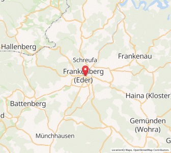 Map of Frankenberg, Hesse