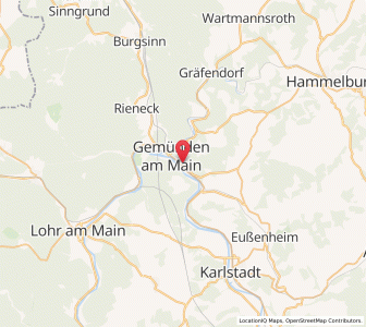Map of Gemünden am Main, Bavaria