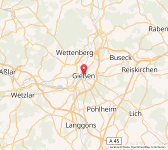 Map of Giessen, Hesse