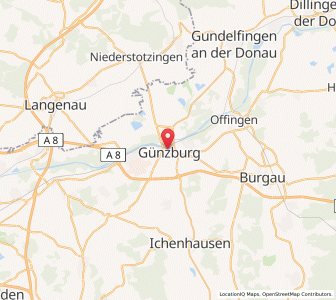 Map of Guntzbourg, Bavaria
