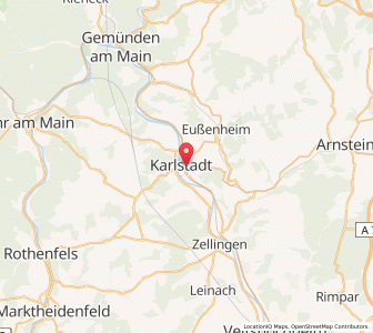 Map of Karlstadt-sur-le-Main, Bavaria