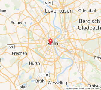 Map of Cologne, North Rhine-Westphalia