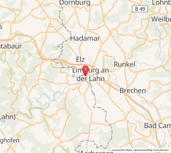 Map of Limburg an der Lahn, Hesse