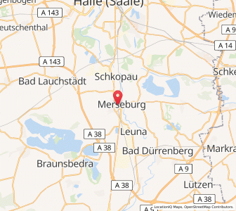 Map of Mersebourg, Saxony-Anhalt