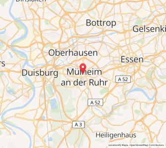Map of Mülheim an der Ruhr, North Rhine-Westphalia