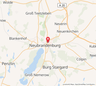 Map of Neubrandenbourg, Mecklenburg-Vorpommern