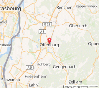 Map of Offenbourg, Baden-Wurttemberg