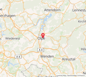 Map of Olpe, North Rhine-Westphalia
