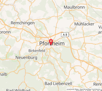 Map of Pforzheim, Baden-Wurttemberg