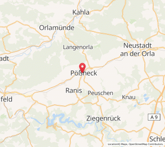 Map of Pößneck, Thuringia