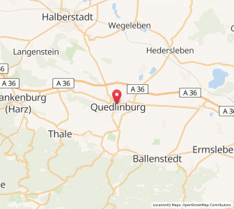 Map of Quedlinbourg, Saxony-Anhalt