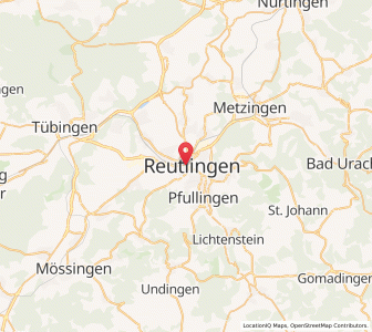 Map of Reutlingen, Baden-Wurttemberg