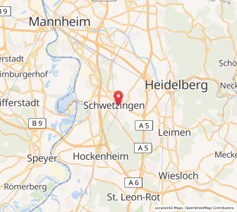 Map of Schwetzingen, Baden-Wurttemberg