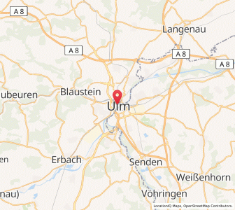 Map of Ulm, Baden-Wurttemberg