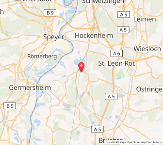 Map of Waghäusel, Baden-Wurttemberg