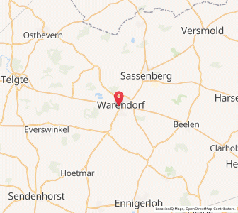 Map of Warendorf, North Rhine-Westphalia