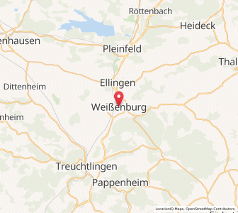 Map of Weissenburg in Bayern, Bavaria