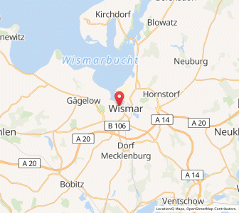 Map of Wismar, Mecklenburg-Vorpommern