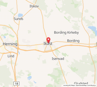 Map of Ikast, Central Jutland