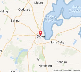 Map of Skive, Central Jutland